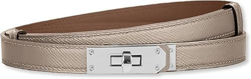 HEVIBK Ledergürtel Damen Gürtel Taillengürtel Damengürtel Leder Jeansgürtel Echtleder 32mm Breit schmaler Gürtel(Helles Khaki/Silber)