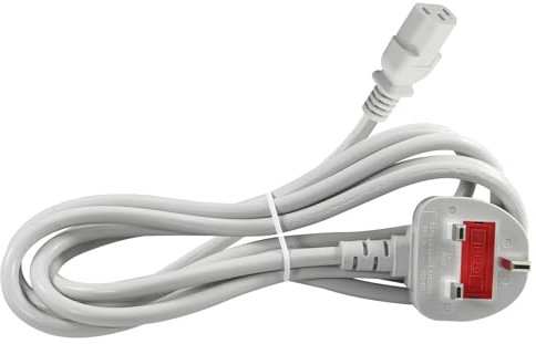 3 Pin Power Cable 2M, Computer/Monitor/PC Power Cable,BS 1363 to IEC 320 C13 UK AC Power Cord for Kettle Lead,LCD TV,LED Monitor,Audio System,Electric Cooker,Gray