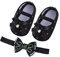 Fhtahun 2 Pcs Kleinkind Schuhe+ Stirnband, Babyschuhe mit Weicher Sohle Baby Mädchen Perle Bowknot Prinzessin rutschfest Weiche Sohle Taufschuhe Hochzeit Party Schuhe Set (Pink, 3-6 Monate)