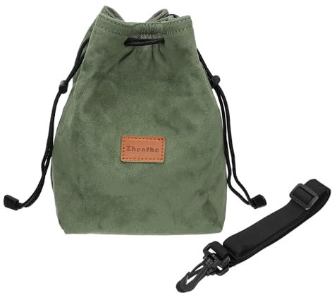 PATIKIL Camera Bag, Drawstring Pouch with Adjustable Shoulder Strap Portable Handbag for DSLR Camera, Green,Size S