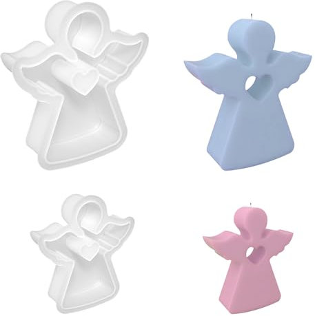 2 stampi in silicone a forma di angelo – stampi per candele a forma di angelo per innaffiare, in silicone per candele fai da te, sapone, gesso, artigianato