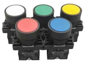 22mm Momentary Flat Push Button Switch XB2- EA31 EA42 ZB2-BE101C 102C NO/NC 10A Self Power Starter Switch Red Green IDGTTLDF(Gold)