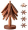 ARTFILIF Natural Wood Tree Coaster Trivet Set - Hot Pad for Dining and Kitchen, Coffee Coasters, Christmas Tree Trivets (Dark Wood, 3 Trivets)