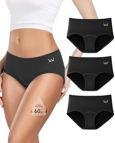 Rdiner Perioden UnterwäSche Damen 60ML, Starke StröMung Hohe SaugfäHigkeit Tiefe Taille MenstruationsunterwäSche MäDchen, PeriodenunterschwäSche Starke Blutung Für Frauen & MäDche Schwarz L