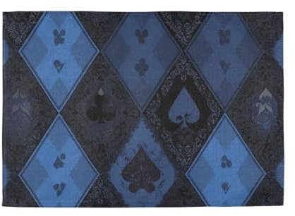 Blaue wunderschöne Poker-Tischsets für den Esstisch, wendbar, gesteppt, waschbar, Kunststoffteller, Matten für Esstisch, Esstisch, 6 Stück, 30,5 x 45,7 cm