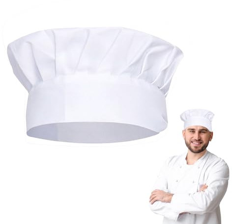 Lxtness Kochmütze(Weiß), Erwachsene Unisex Kochmütze, Kochmütze Herren Kochmütze Damen, Kochmützen Verstellbar Kochhut Baumwolle Kochhüte Professionel Kochmütze Haarnetz Küche