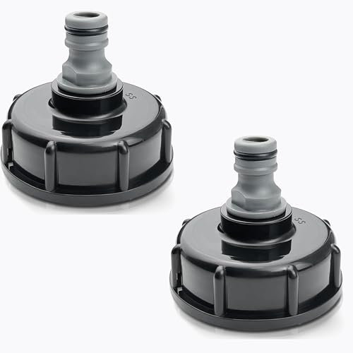 IBC Serbatoio Acqua 1000 Litri,Plastica Tappo Filettatura Interna 3/4 Raccordo Cisterna Acqua 1000 Litri,Accessori Attrezzi Tubo Da Giardino Contenitore - 2 Pezzi Nero