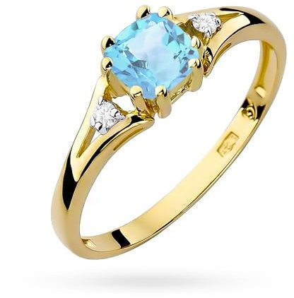 MARKO Courting Goldring Damen 585 Echtgold – Ring mit Stein in Blau, Rot oder Türkis – Verlobungsring Damen Schmuck – Liebesring mit Edelsteinen – Geschenk für Frauen - Fidget (Türkis, 52 (16.5))