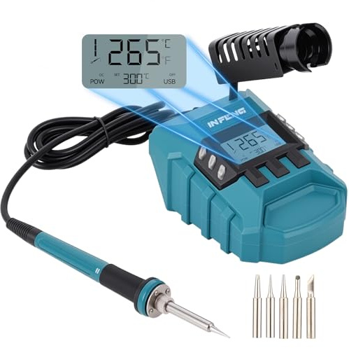 Kabelloser Lötkolben für Makita Akku: Schnelles Aufheizen Soldering Iron Station mit mit LED Display USB & Type-C Anschluss, Tragbares Lötkolben Set für Elektronikreparatur Heimwerker (Ohne Akku)