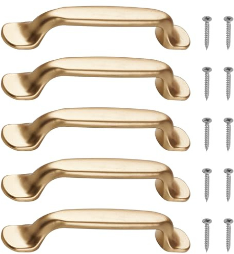 5 Stück Möbelgriffe, Gold Moderne Griffe, Griffe Für Küchenschränke, Aluminium Schrankgriffe Inklusive Schrauben, Möbel Griffe, Für Küchenschränke, Schublade, Kommoden, Truhen, Möbe, 96mm Lochabstand