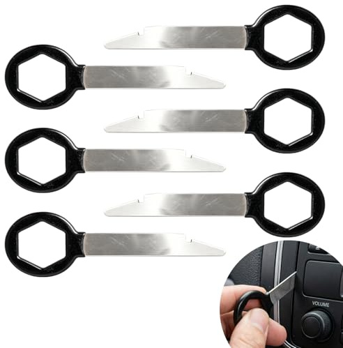 6 PCS Car Radio Removal Tool Key Set, Stainless Steel | Compatible with Ford VW Skoda, Stereo Radio Removal Tool Kit, Car Key Accessories