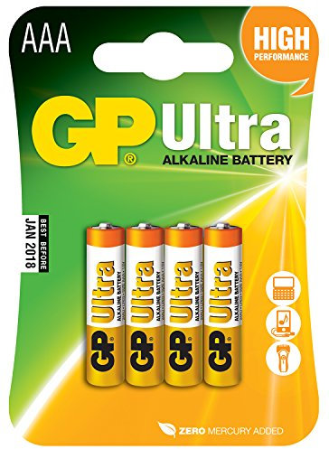 GP AVL174 ULTRA ALKALINE AAA 1.5V BATTERIES, 4 PACK