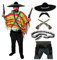 I LOVE FANCY DRESS MEXIKANISCHES BANDITEN KOSTÜM: PONCHO + SOMBRERO + 2 PATRONEN GÜRTEL + PISTOLENGÜRTEL + PLASTIK ZIGARRE + 2 PLASTIK PISTOLEN + SCHNURRBART