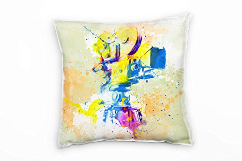 Paul Sinus Art Vintage Filmkamera Deko Kissen mit Füllung 40x40cm für Couch Sofa Lounge Zierkissen - Dekoration zum Wohlfühlen