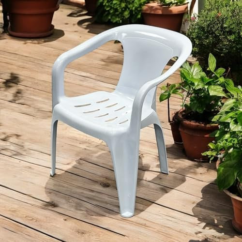 BE Furniture White Patio Garden Chair, Garden Patio Chair, Plastic Patio Chairs