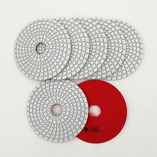 SHDIATOOL Diamond Flexible Wet Polier scheiben für Granit marmor 4 / 100mm 7pcs / set Weiße Harzbindung Schleif scheiben(#100)