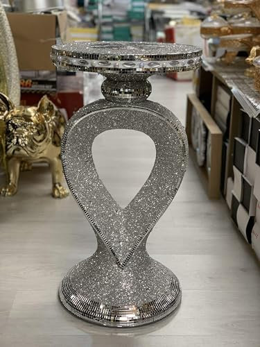 Touch of Vogue TOV® NEW Silver Mirrored Side Table Modern Plant Stands Bed Side Sparkle End Romany