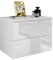 lukmebel - Nachttisch Weiß LINA 55x42x37 cm - Nachtschrank mit LED Beleuchtung Hängeschrank - Nachtkästchen - Beistelltisch mit Schublade - Schlafzimmerschrank Push to Open