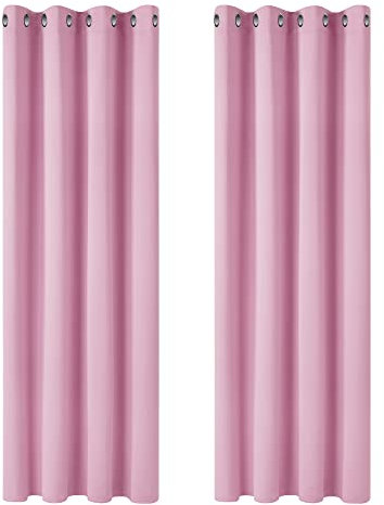 Deconovo Tende per Interni Oscuranti 2 Pezzi 160 CM Altezza, Tende Camera da Letto Coprente Moderne con Occhielli, 107x160 CM (Larghezza x Altezza), Rosa
