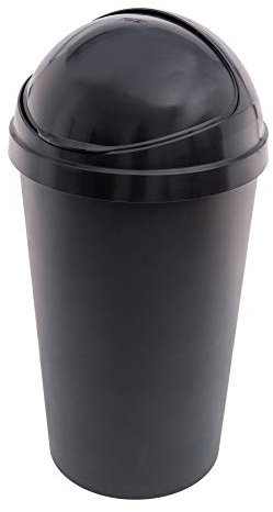 50L 50 Litre Anthracite Black Kitchen Bullet Bin with Roll Open Lid 73cm (H) x 37cm (W)