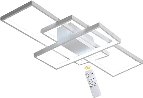 BEHWU LED-Deckenleuchte Rechteckig,Weiß, Schwarz,90cm(70 W),110cm(85 W),140cm(105 W), LED-Deckenleuchte Aluminium + Kieselgel Geeignet for Schlafzimmer, Esszimmer, Küche,Wohnzimmer
