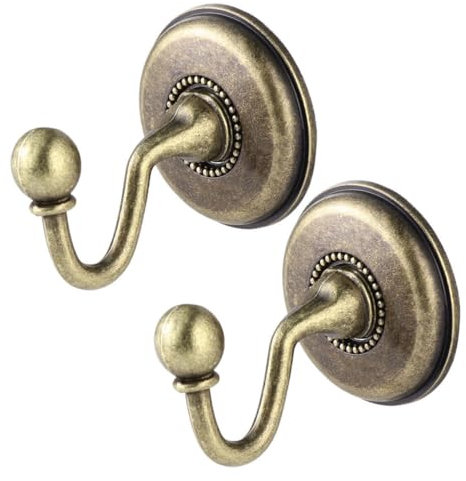 IMIKEYA 2Pcs Vintage Wall Hooks Antique Brass Wall Hooks Decorative Curtain Holdbacks Tieback Hooks for Hook Purse Coat Rack Key Hanger Home Bathroom Door Wall Decoration (Bronze)