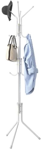 BAKAJI Attaccapanni Appendiabiti Design Moderno a Piantana da Terra in Metallo con 12 Ganci Appendi Abiti e Base Treppiede Dimensione 45 x 45 x 176 cm Arredamento Ingresso Casa (Bianco)