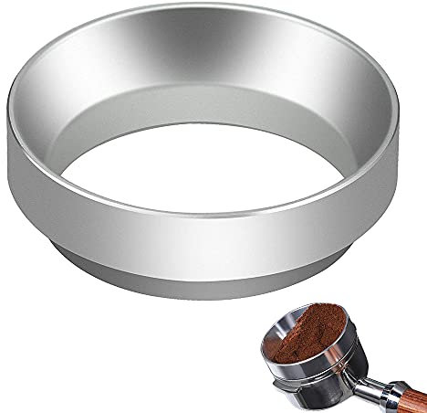 Willoo Kaffee Dosierring, Espresso Dosiertrichter, Siebträger Trichter, Universal, , Silber Espresso-Trichter Zum Exakten Abfüllen Von Kaffeepulver (53 MM)