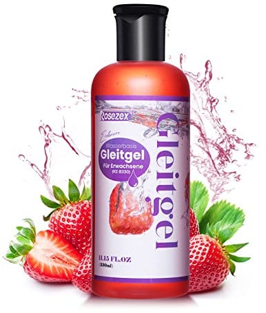 Gleitgel Wasserbasis mit Erdbeergeschmack, Essbar, Nicht klebrig, kein Zucker, für Frauen und Männer, Paare, Oralen Spaß, Sexspielzeug, Kondome, 330 ml diskrete Verpackung