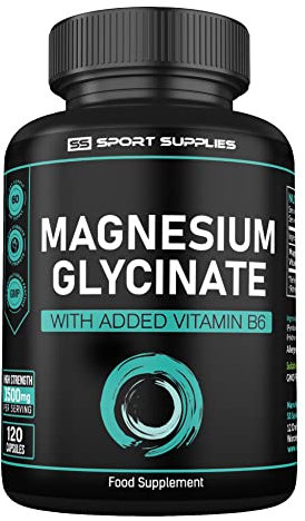 Magnesium Glycinate Supplements 1500mg & Vitamin B6-120 High Strength Capsules - 1500mg of Magnesium Providing 315mg Elemental Magnesium (Bisglycinate) - Pure Active Ingredient