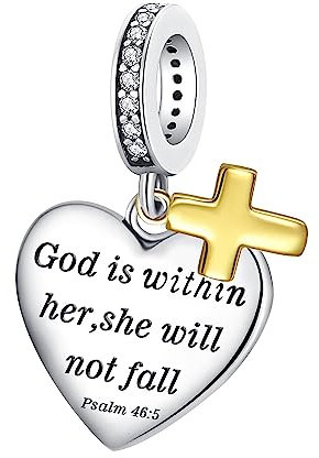 Alstiva God Is Within Her Anhänger - 925 Sterling Silber 5A Zirkonia Charm für Armbänder und Halsketten - Schmuck Geschenk für Damen