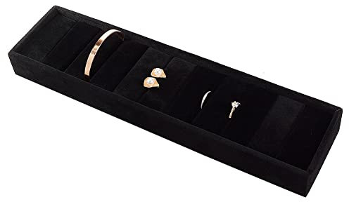 PandaHall Espositore per Gioielli in Velluto, 10 Slot Nero Braccialetto Vassoio Anello Gemello Organizzatore Bracciale Vetrina Imbottito Vassoio Gioielli per Comò Casa Stoccaggio Esposizione Mostra