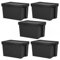 JMS we create smile [Pack of 5 62 Litre Heavy Duty Recycled Black BAM Containers with Airtight Snap Lid Stackable Strong Storage Box Organiser for Garage Home Office