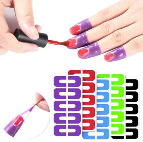 PLABBDPL Nastri per unghie Usa e getta, 50 pezzi Forma di U Protettore Unghie Sticker, Nail Polish Protector Sticker Nail Polish Protettore Stencil per Nail Art Painting unghie Peel Off Tapes