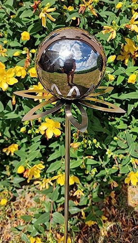 Jürgen Bocker Garten-Ambiente Blütenzauber Paris Rosenkugel 10 cm Edelstahl Gartenstecker Deko mit Stab 80 cm (schwarz poliert)