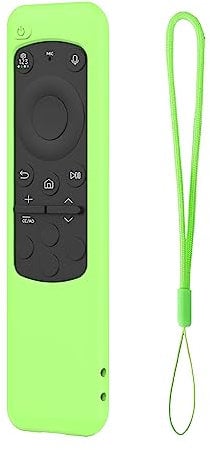 Silicone Protective Case Cover for Newest Samsung Smart TV Solar Cell Remote Control, for Samsung Remote Battery Back Covers Skin Holder Sleeve with Lanyard (Green)