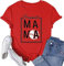Caiyao Frauen Baseball Mom T-Shirts Sport Mama Leben Shirts Brief Druck Grafik T-Shirts, Rot/Ausflug, einfarbig (Getaway Solids), XX-Large
