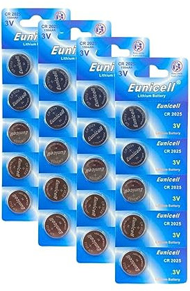 Eunicell - Pack of 20 CR2025 3v lithium Coin Battery/Button Battery - (DL2025/CR2025) Suitable for use in LED lights, Digital Voice Recorders, Toys, Blood Glucose, Cholesterol Testing, Meters, Toys