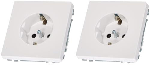 Merten MEG2300-6035 SCHUKO-Steckdose, erhöhter Berührungsschutz,Schutzkontaksteckose, Steckklemmen, Lotosweiß, System Design (Packung mit 2)