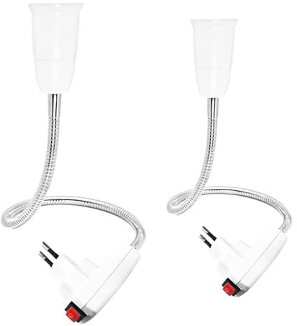 Abiemuce E27 Lampenfassung ohne Kabel, 360° Einstellbar Lampenfassung mit Schalter, Lampenfassung Steckdose EU-Stecker, Lampenfassung E27(ohne birne) (C-20CM+30CM)
