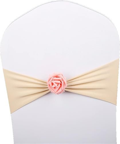 Lot de 20 écharpes de chaise en élasthanne avec boule de rose - Écharpes de chaise artificielles for chaise de mariage, nœud papillon, housse de chaise, fête, rose rouge ( Color : Gold , Size : 100PCS