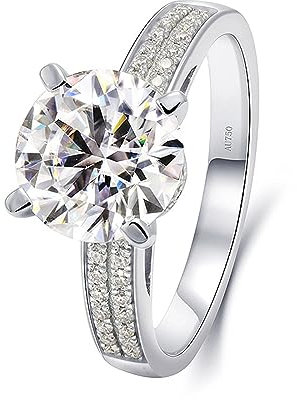 Whoiy Ehering Gold 750, 0.8ct Laborgezüchteter Diamant Hochzeit Verlobungsringe Damen Elegant Echt 18K Weissgold Trauring für Frauen Gr 58 (18.5)