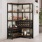 YUZXG Regale, 5-stöckiges L-förmiges Eck-Weinregal mit Glashalter, freistehende Barschränke, Minibar, Eckschrank, Weinflaschenhalter, Regal for die Küche zu Hause, Braun