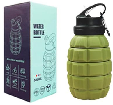 580ML Plastic grenade water bottle, food grade silicone cycling sports water bottle, water bottle-green