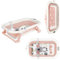 Baignoire Pliable avec Trou de Drainage Portable et Thermomètre à eau, Baignoire de Bain Autonome avec Coussin de Bain pour Enfant, Baignoires sur Pieds en Plastique PP+TPE (Rose 83 * 47 * 28 cm)