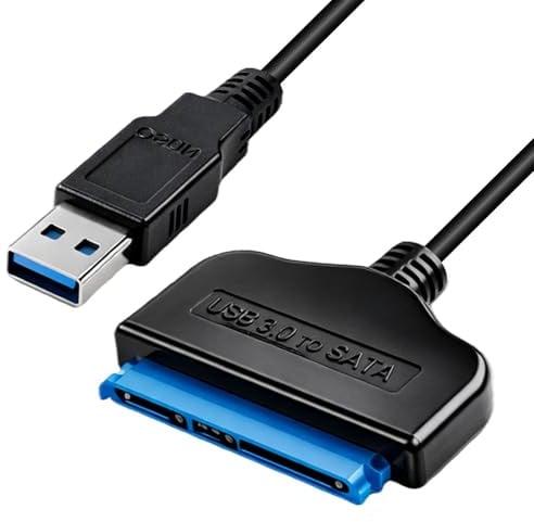 Draymora SATA to USB Cable 2in1 USB 3.0 to SATA III Hard Disk Drive SSD Adapter Connector External Converter Compatible with 2.5 Inch SSD HDD Data Transfer ecovery High-Speed SATA Cable(Black)