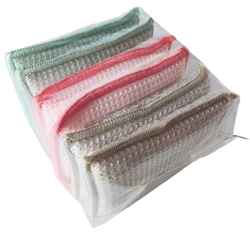 Lot de 6 éponges absorbantes en Bambou Naturel, Lawaia Eponges Lavable Vaisselle Grattante Antibactérienne Tampons Microfibre Non Odor Brosse Ideal pour Nettoyage de La Cuisine (Mélange de Couleurs)