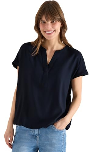 Cecil Damen Kurzarm Bluse mit Split Neck