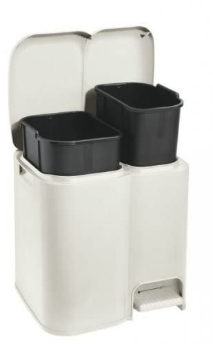 Tontarelli Lot de 2 Poubelles pour le tri sélectif Patty couleur crème 13 + 8 L - 39 x 32,5 x h41 cm