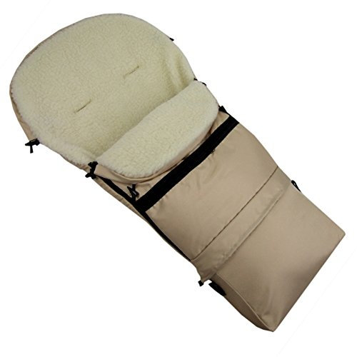 Rawstyle Winterfußsack 3 in 1 aus LAMMWOLLE (Beige) 110cm & 85cm *35 Designs* für Kinderwagenschale, Kinderwagen, Schlitten und Buggys Fußsack Wolle